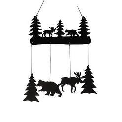 Wood Moose and Bear Wind Chime